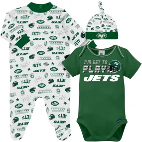 3-Piece Baby Boys Jets Bodysuit, Sleep 'N Play & Cap Set