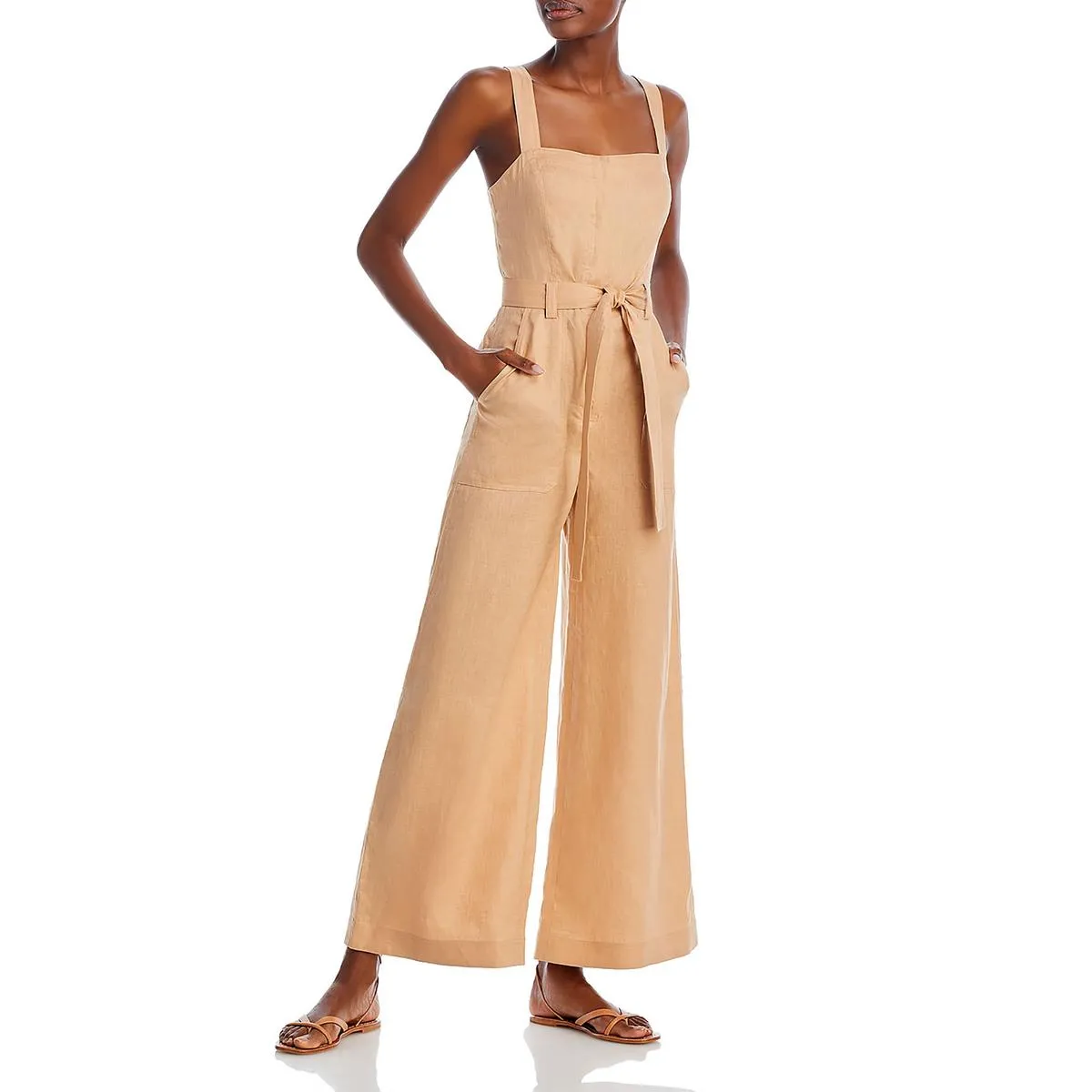 A.L.C. Womens Linen Square neck Jumpsuit