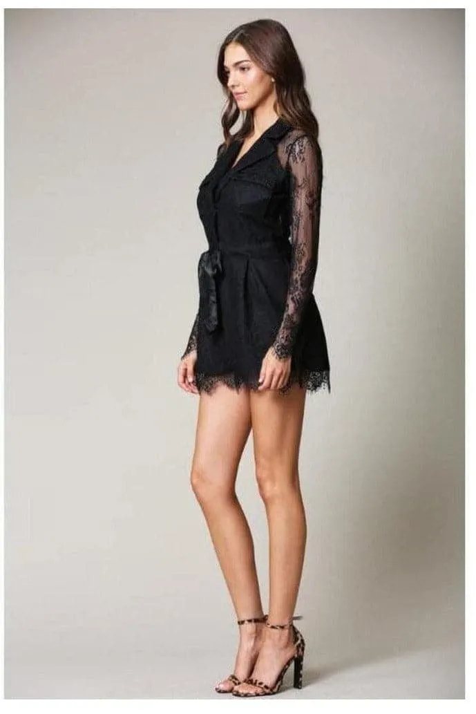 Alivia- Black Lace Romper