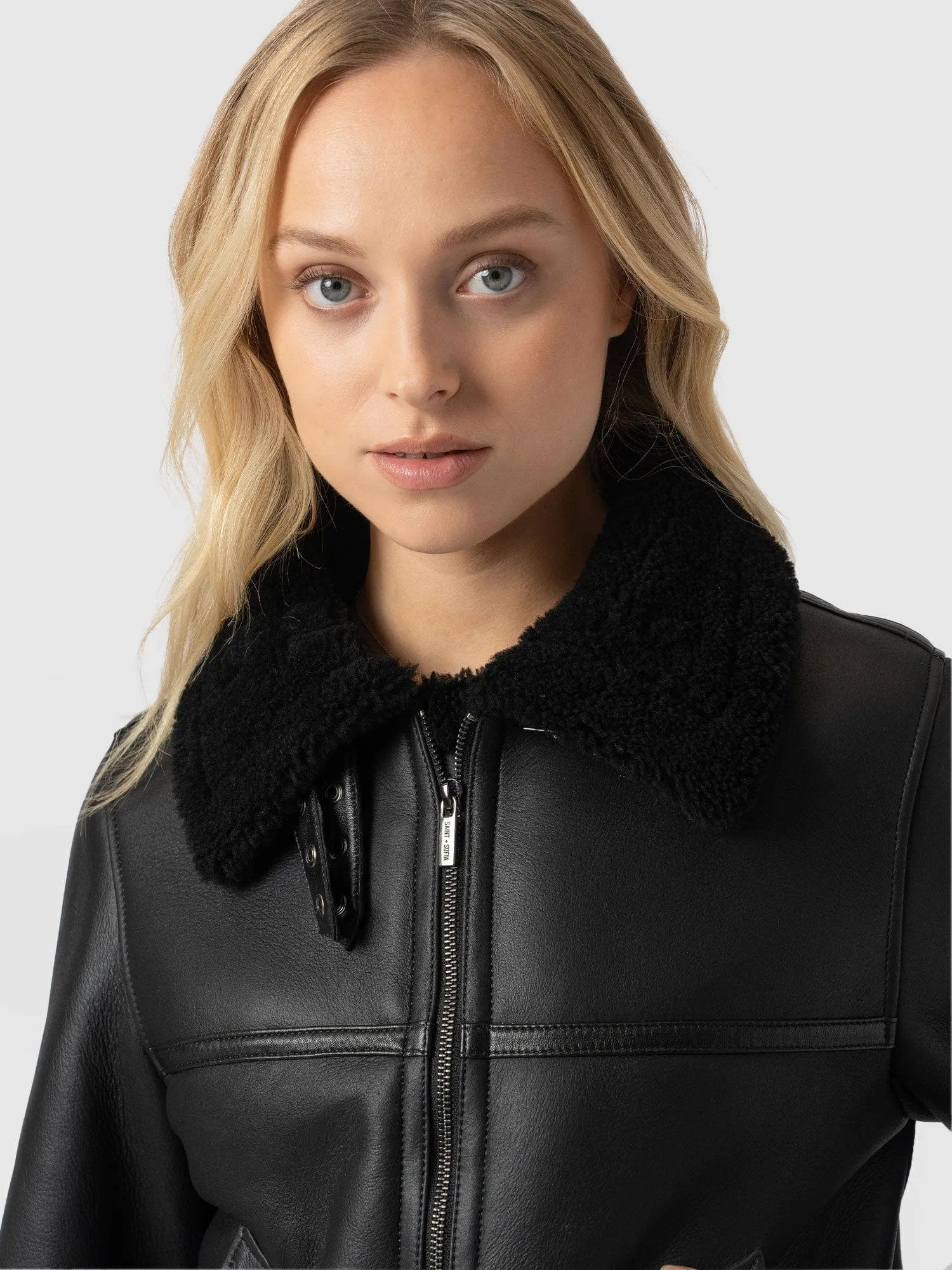 Amelia Aviator Jacket - Black