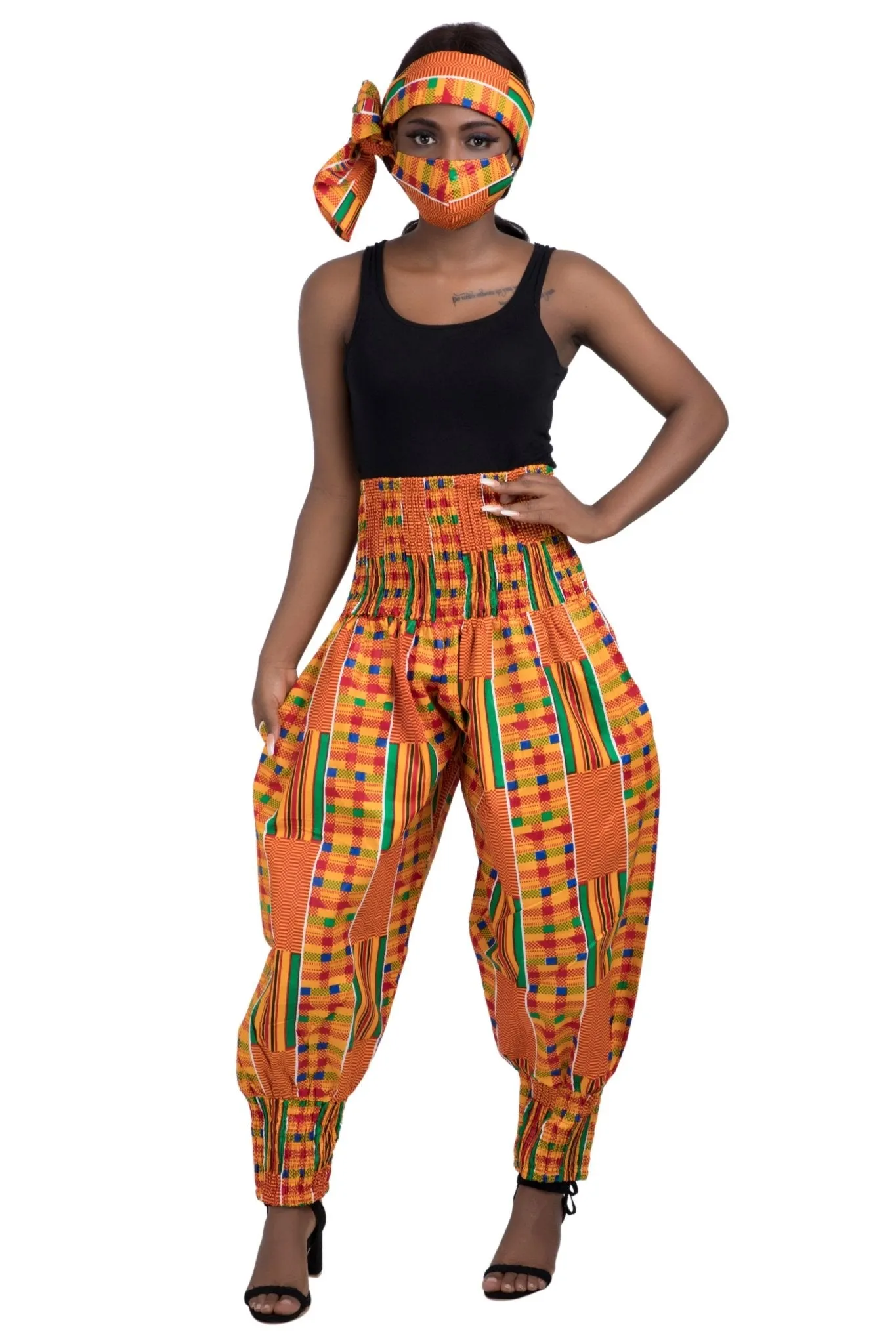 Ankara Palazzo Pants Elastic Ankle Cuff P-081