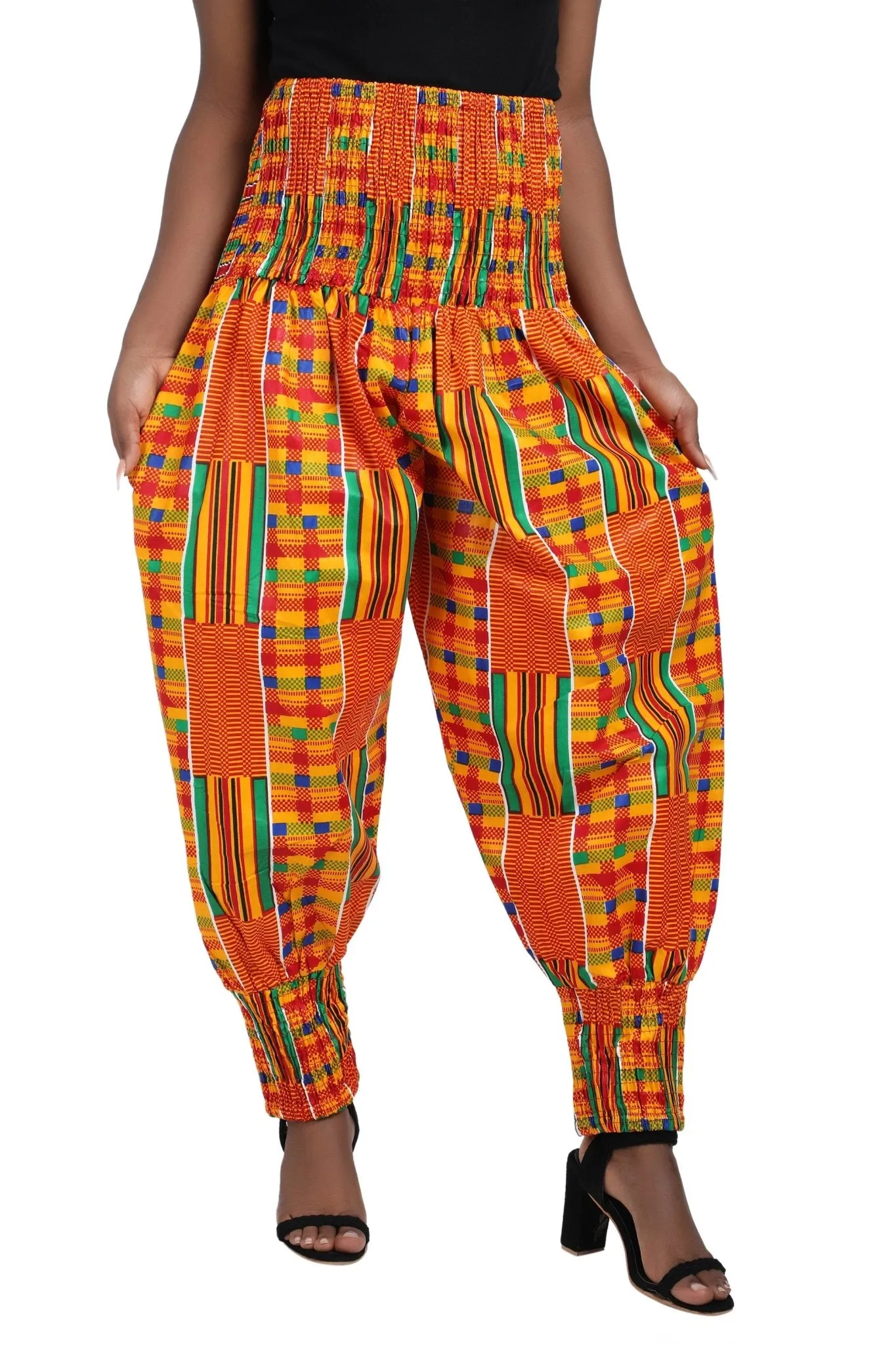 Ankara Palazzo Pants Elastic Ankle Cuff P-081