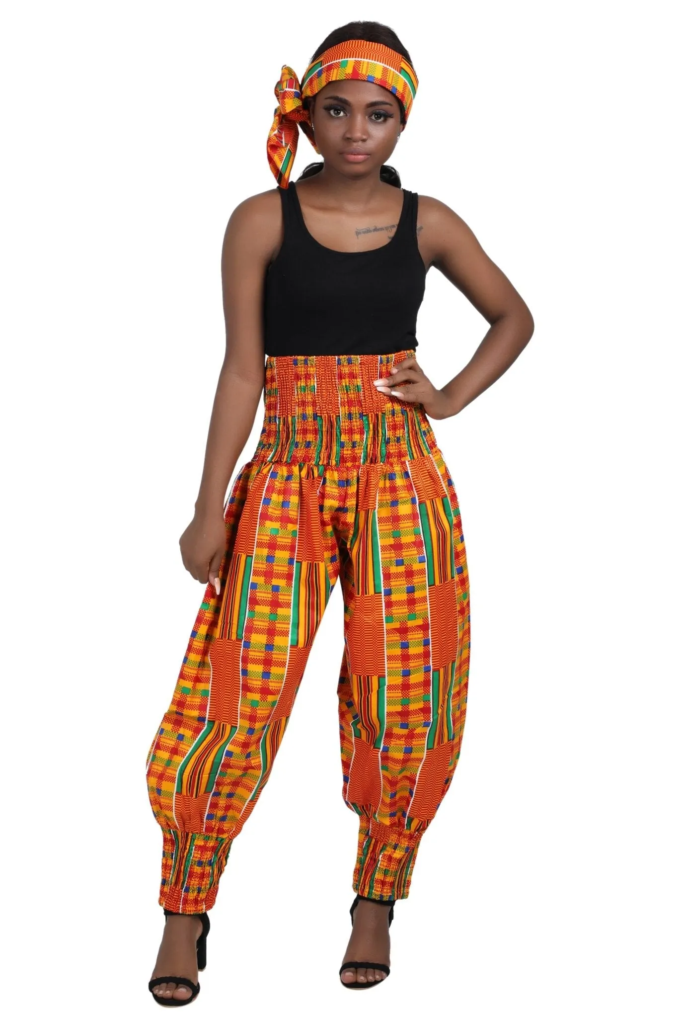 Ankara Palazzo Pants Elastic Ankle Cuff P-081