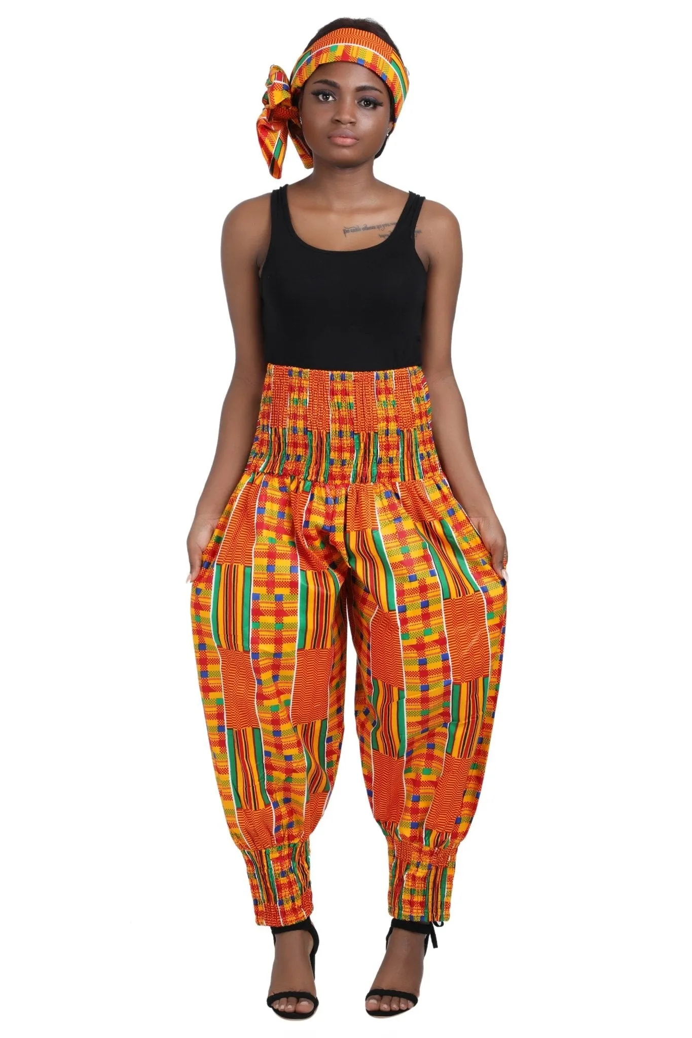 Ankara Palazzo Pants Elastic Ankle Cuff P-081