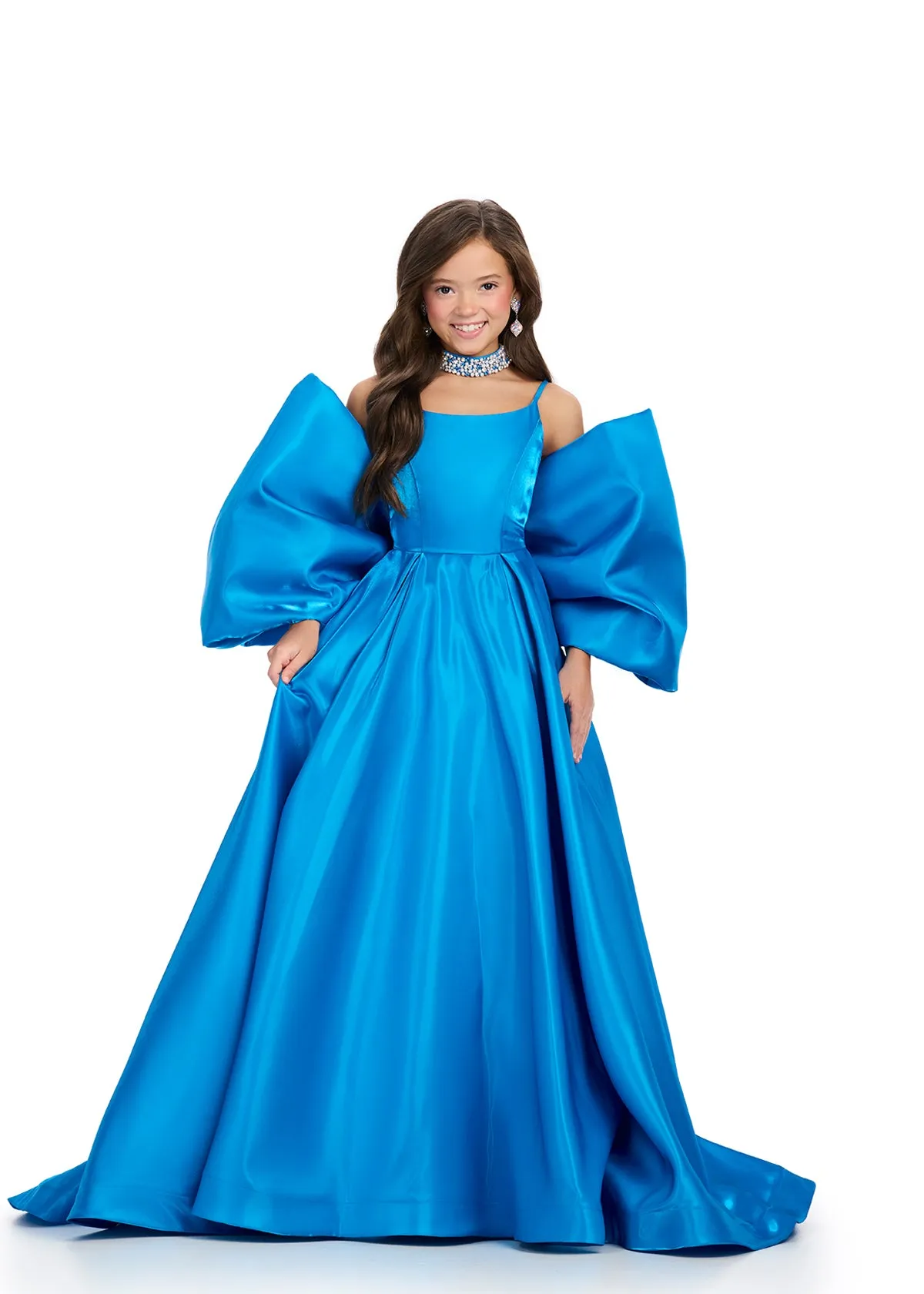 Ashley Lauren Kids 8321 Oversize Bow Overskirt Pageant Accessory off the Shoulder Cape