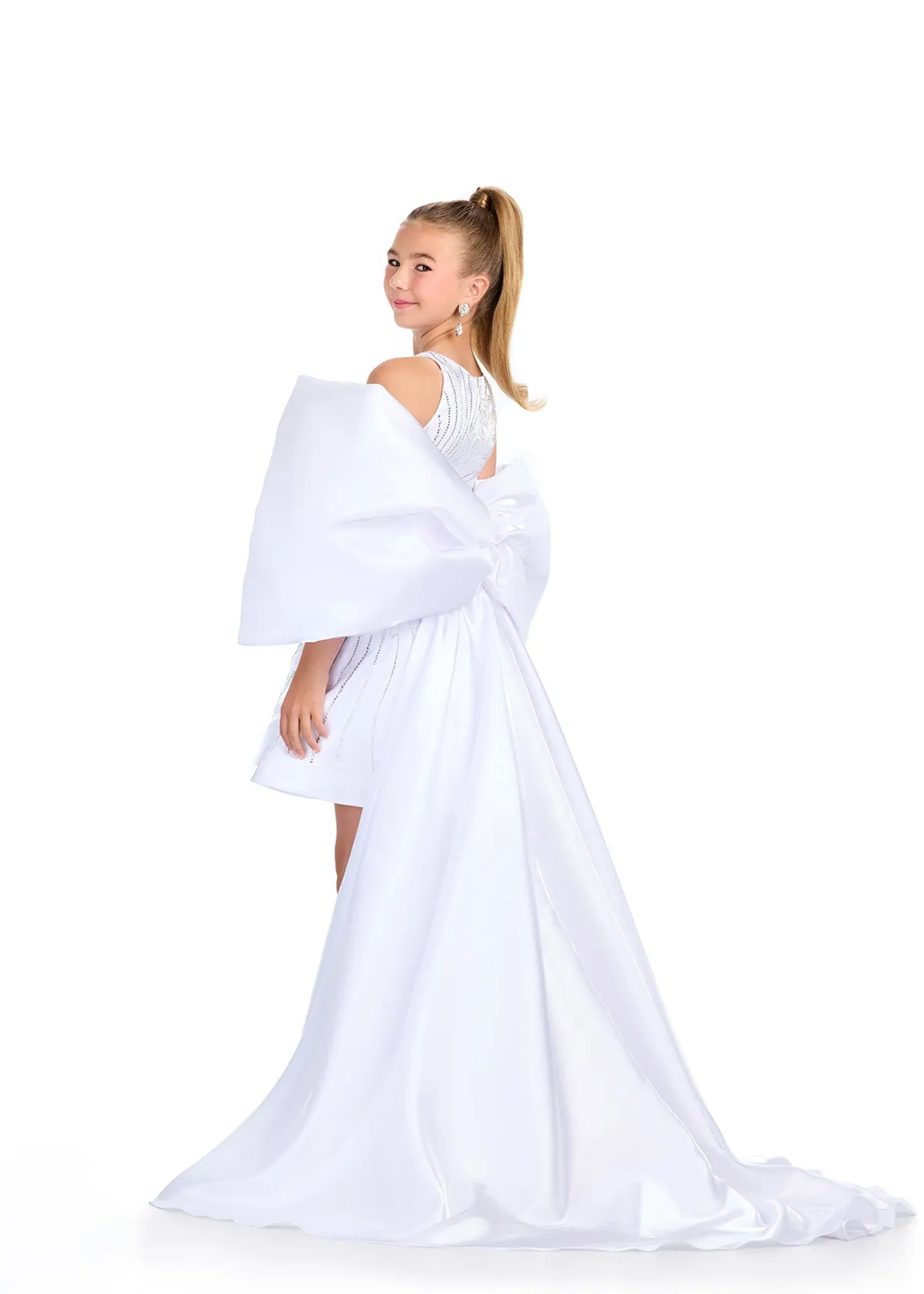 Ashley Lauren Kids 8321 Oversize Bow Overskirt Pageant Accessory off the Shoulder Cape