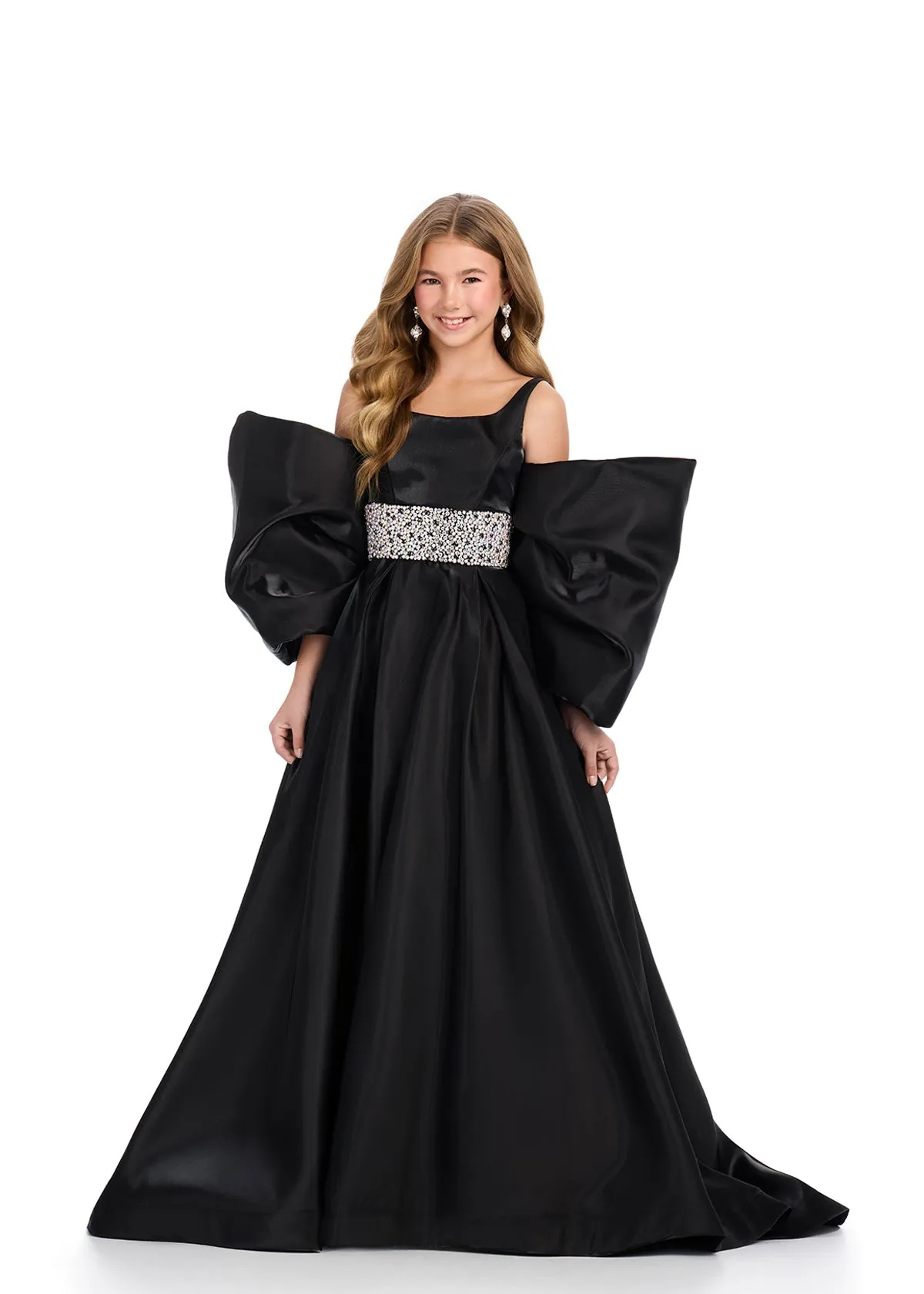 Ashley Lauren Kids 8321 Oversize Bow Overskirt Pageant Accessory off the Shoulder Cape