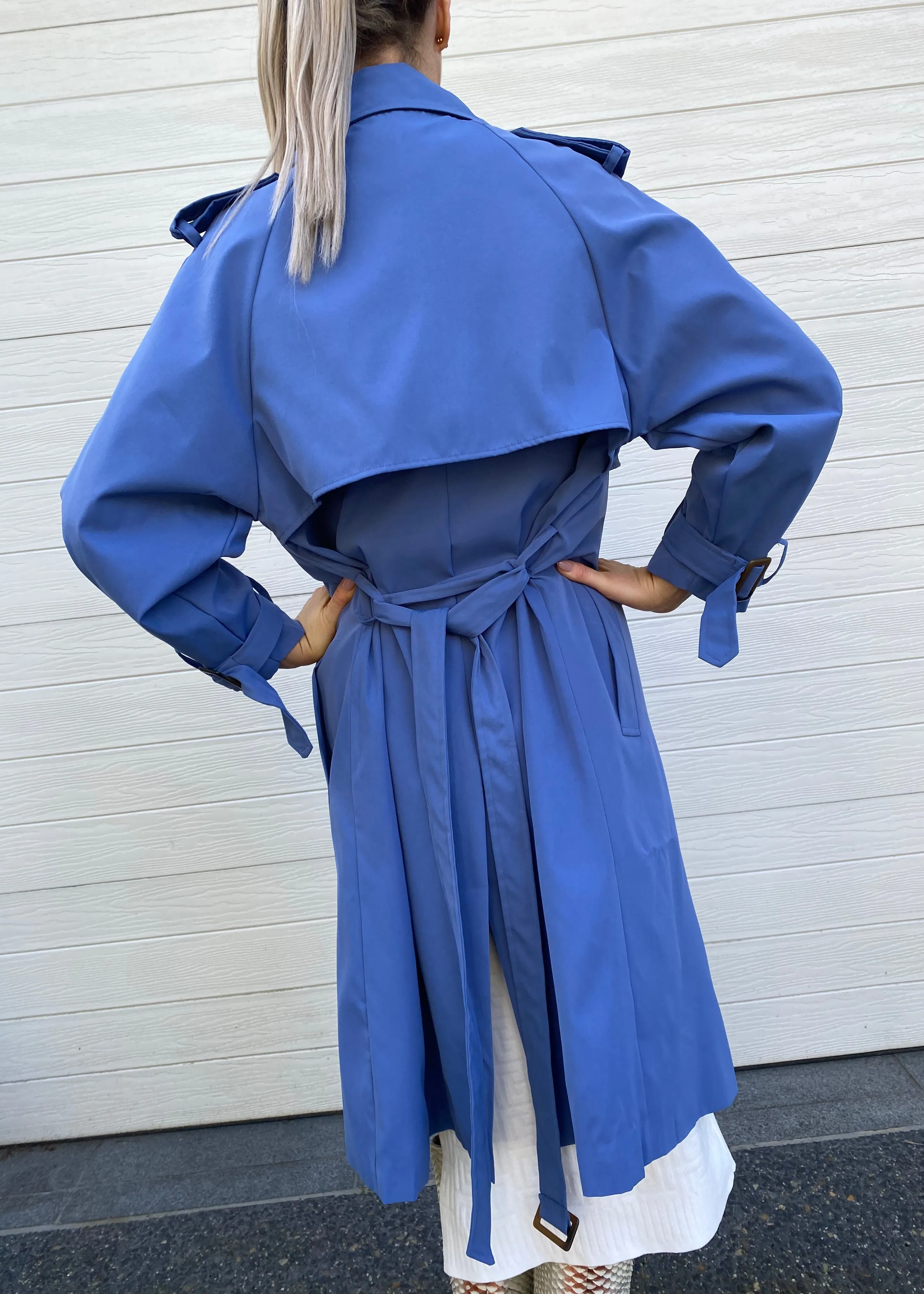 Ava Trench Coat - Blue