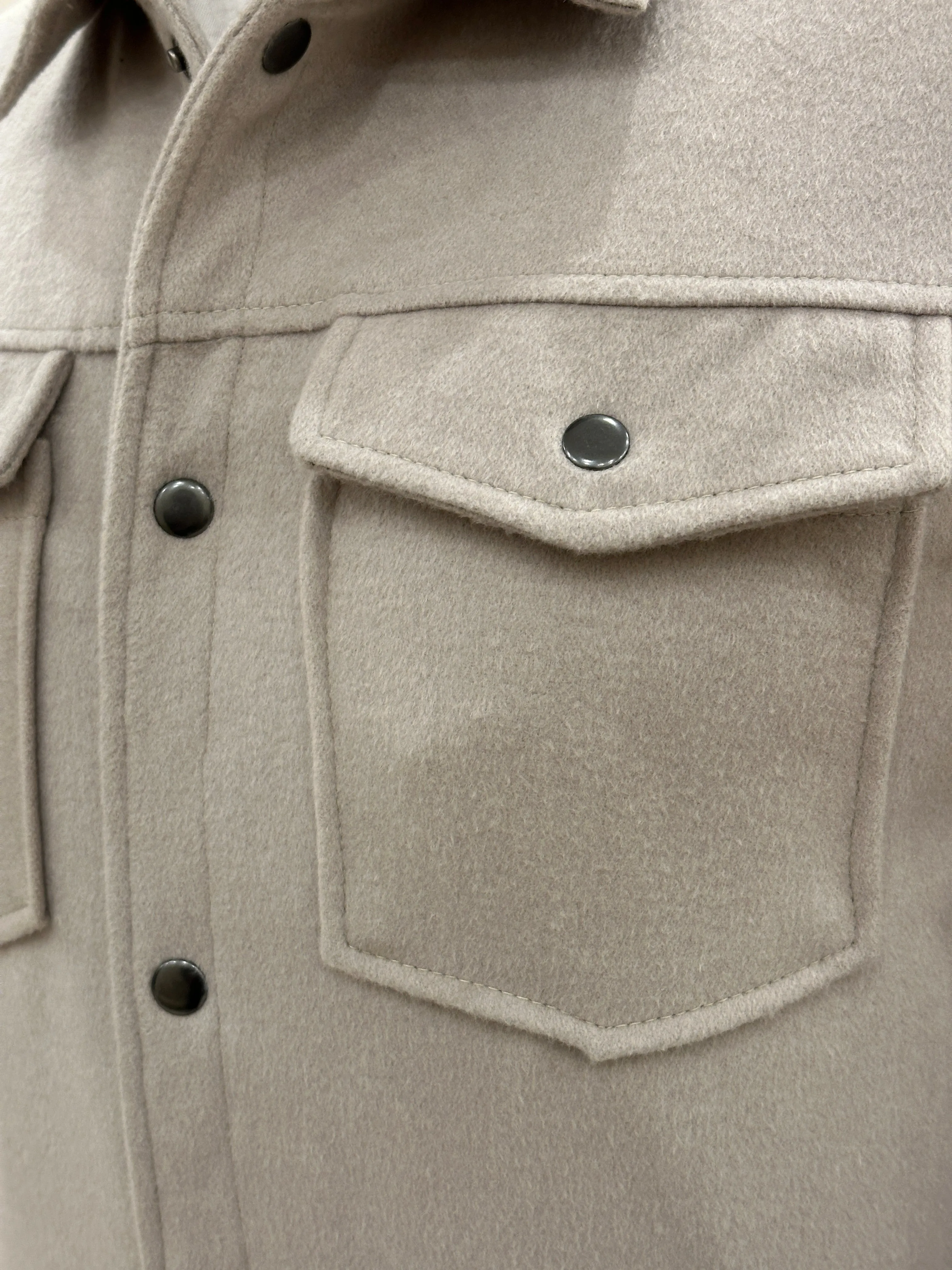 Beige Wool Shacket- Men