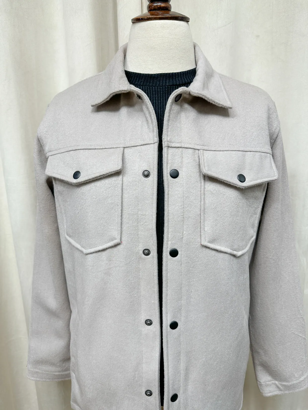 Beige Wool Shacket- Men