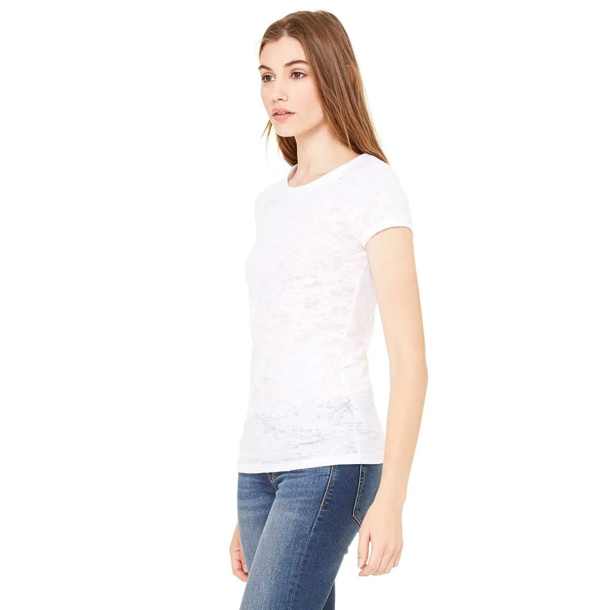 Bella   Canvas Women's White Burnout Short-Sleeve T-Shirt