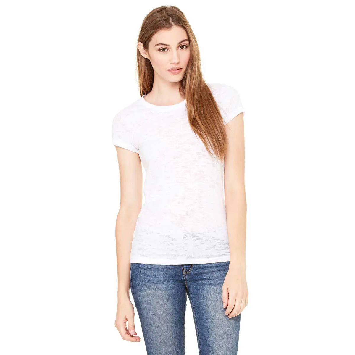 Bella   Canvas Women's White Burnout Short-Sleeve T-Shirt