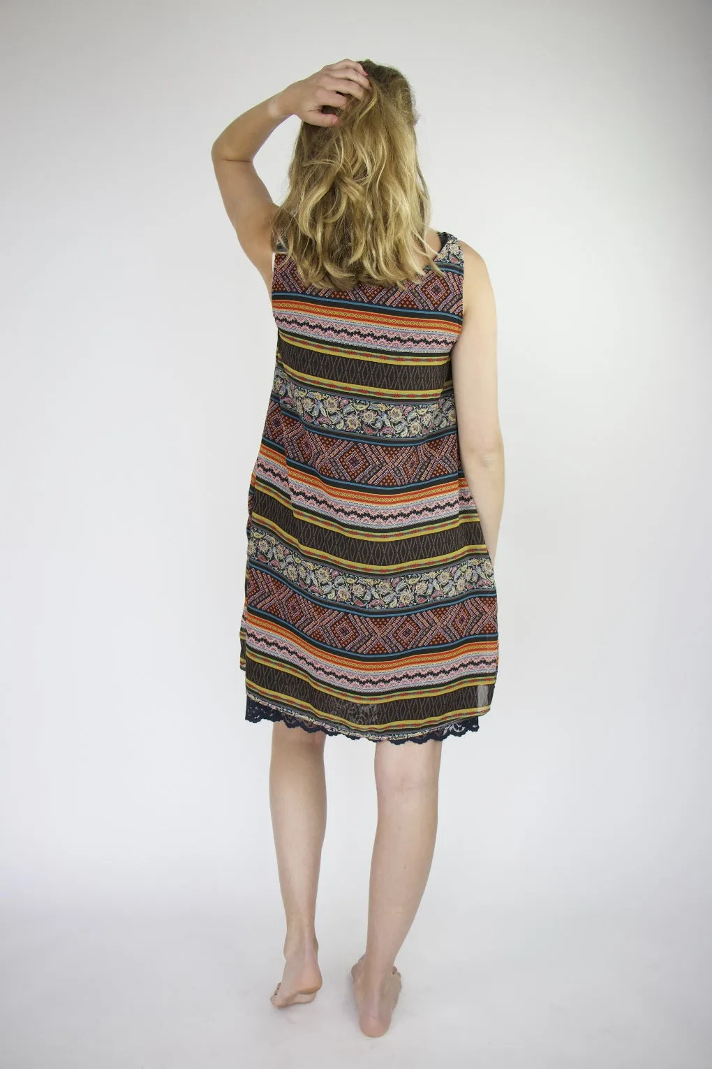 Black Pattern Chiffon LA Tunic Dress