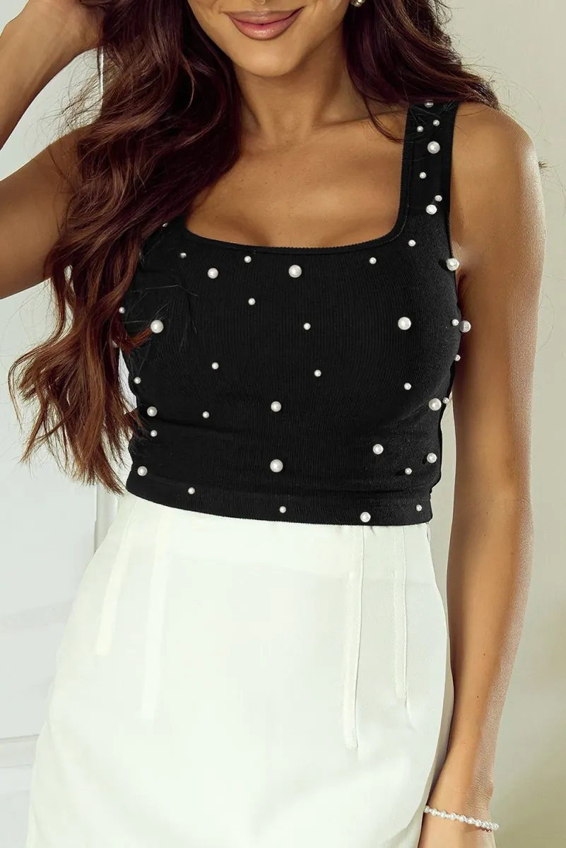 Black Pearl Sleeveless Crop Top