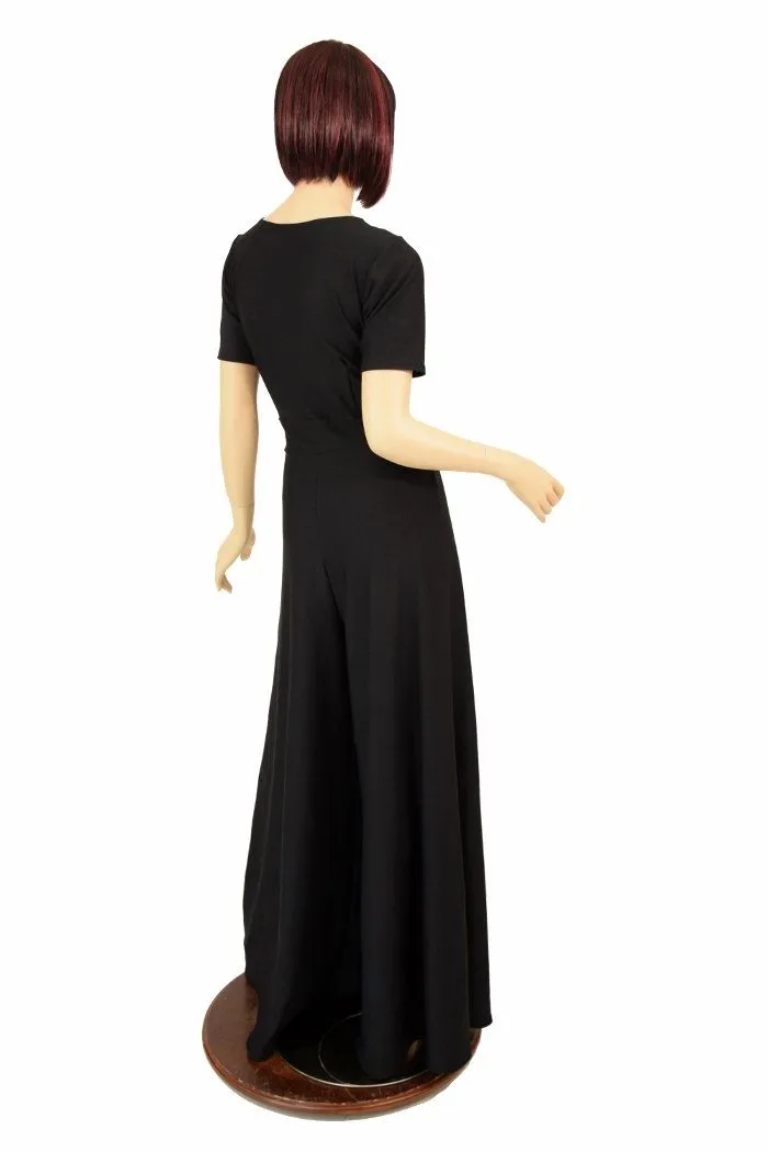 Black Soft Knit Wide Leg Jumpsuit