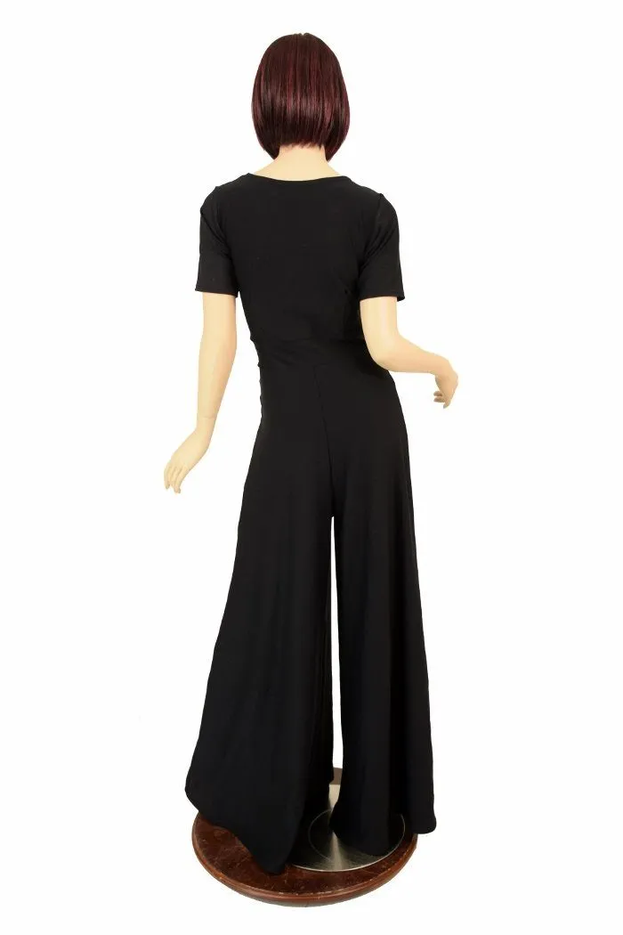 Black Soft Knit Wide Leg Jumpsuit