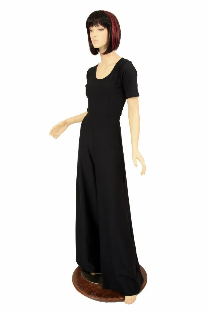 Black Soft Knit Wide Leg Jumpsuit