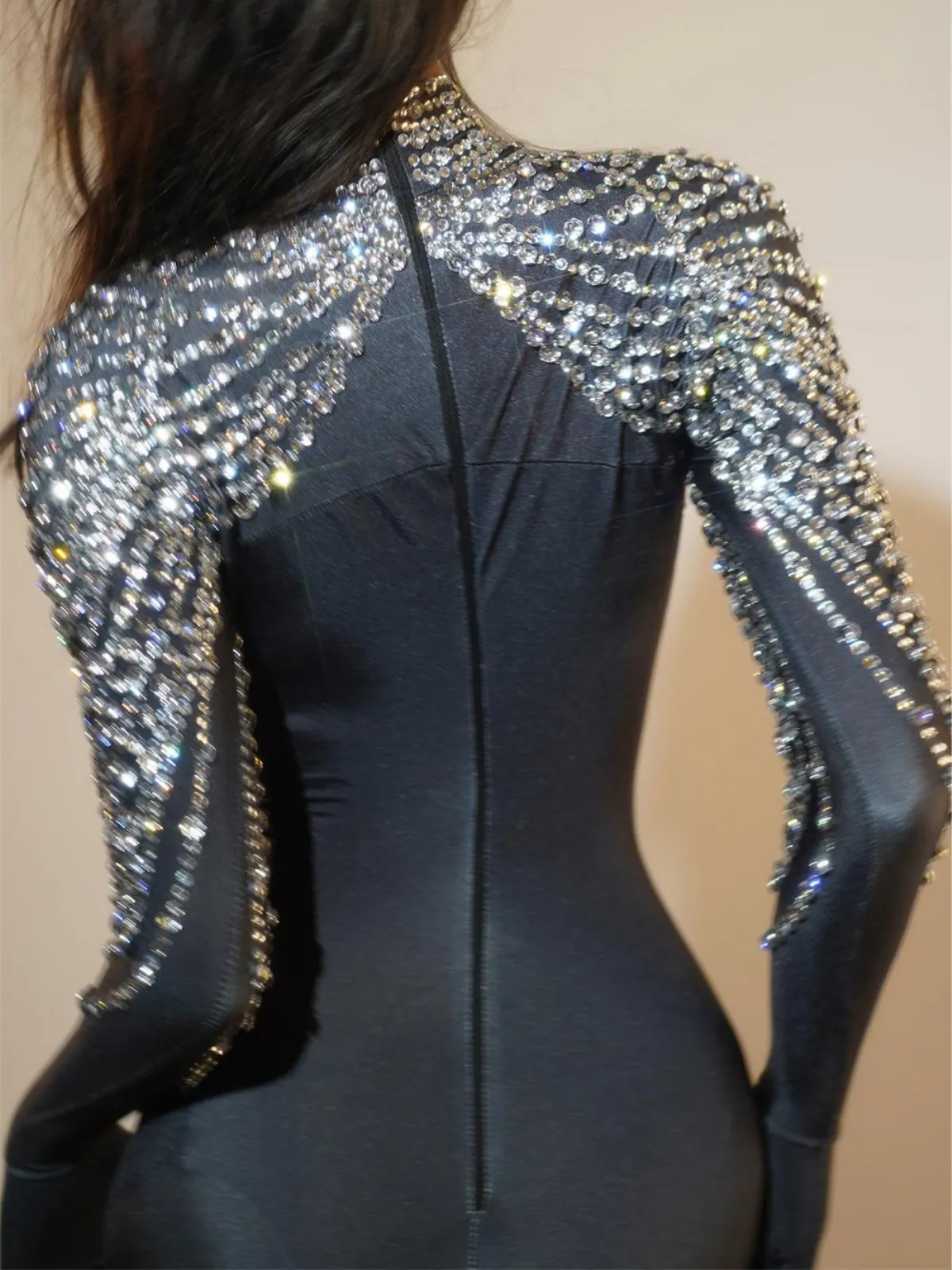 Bolboli Long Sleeve Rhinestone Jumpsuit