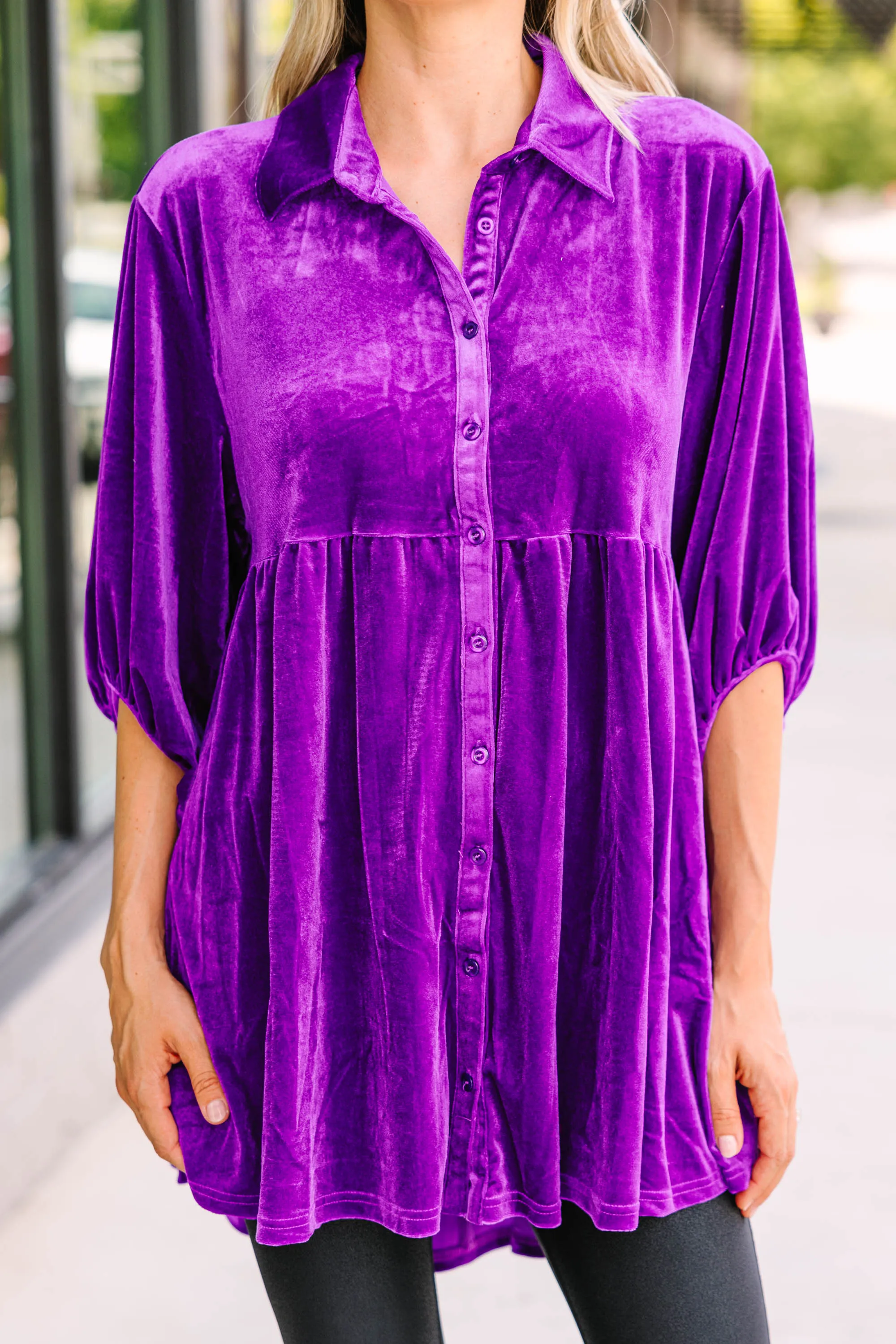 Bold Dreams Violet Purple Velvet Tunic