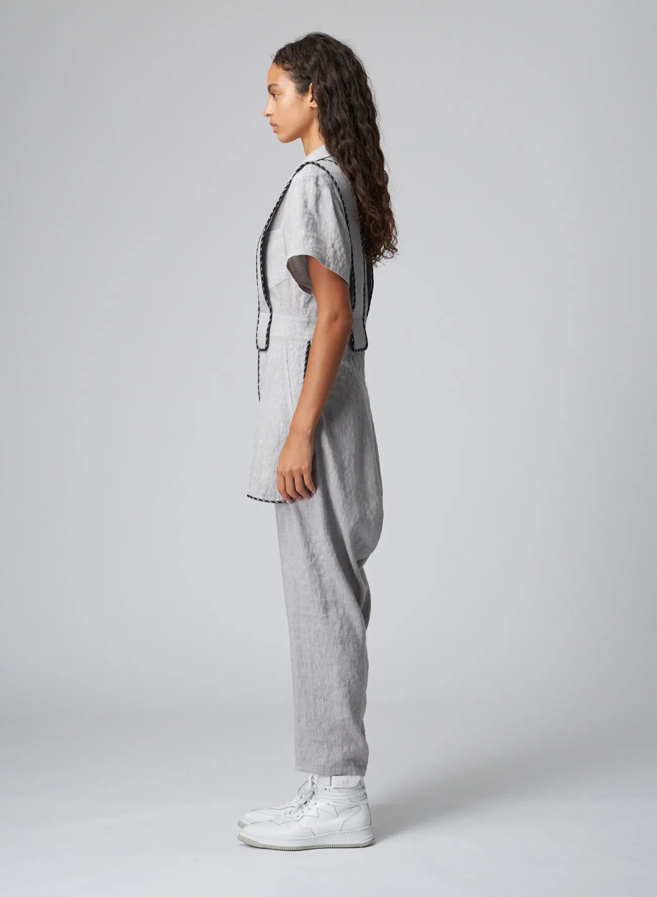 BREATHABLE LINEN/RAYON JUMPSUIT WITH MULTIPLE POCKETS