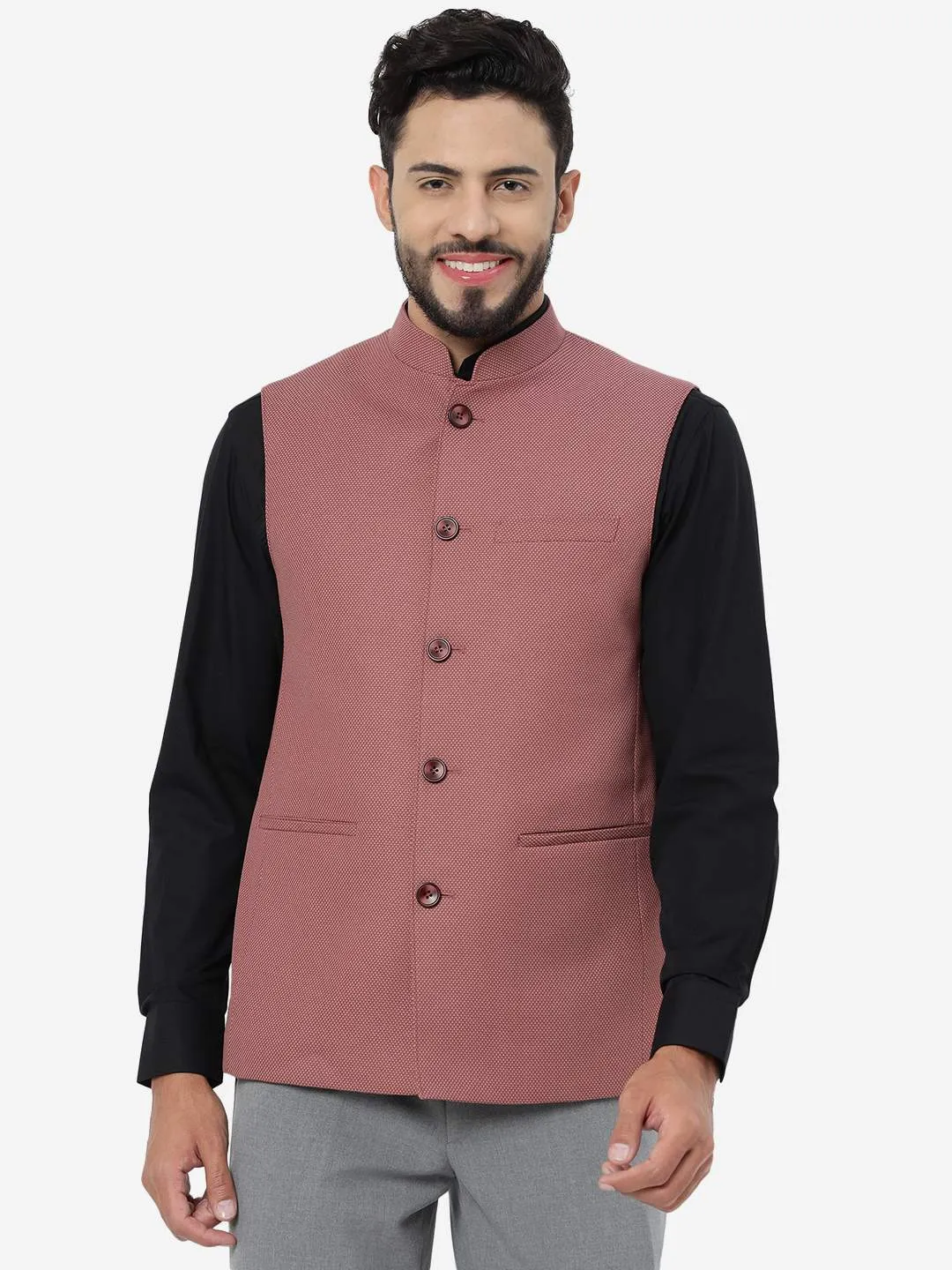 Brick Red Solid Regular Fit Modi Jacket | JadeBlue