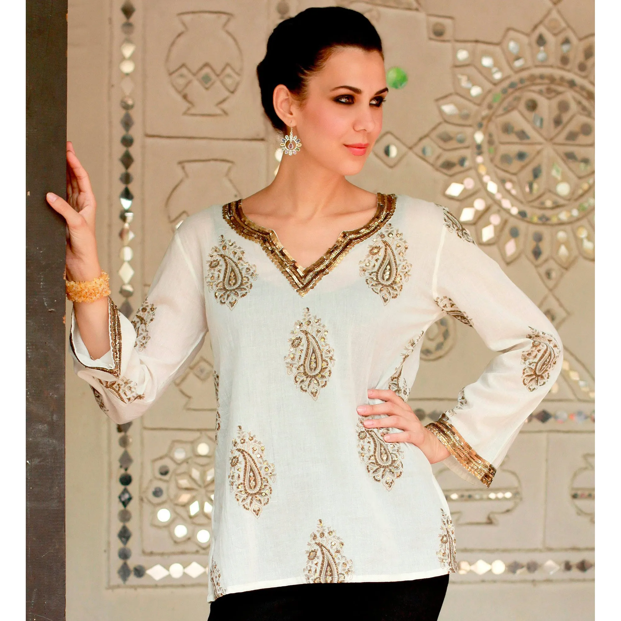 Bronze Diva White Cotton Tunic