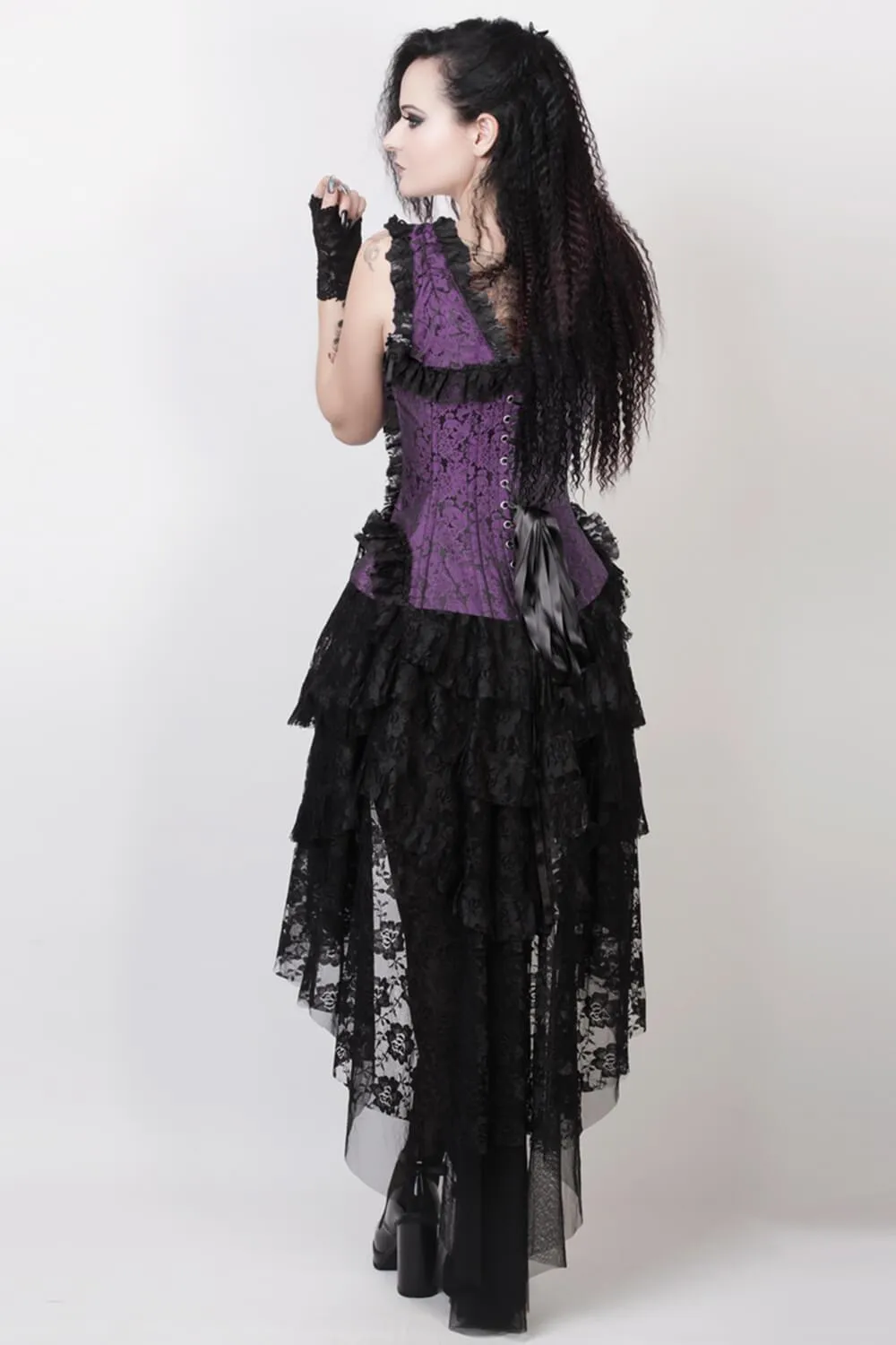 Caelan Custom Made Victorian Inspired Corset Dress in Purple and Black