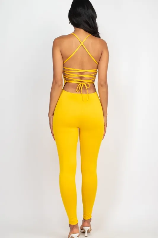 Capella Criss-Cross Open Back Bodycon Jumpsuit