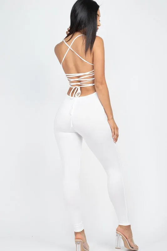 Capella Criss-Cross Open Back Bodycon Jumpsuit