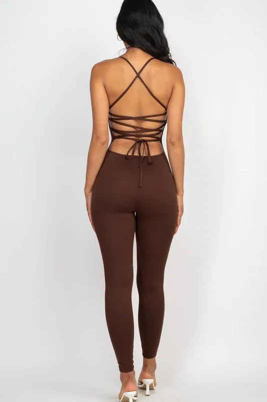 Capella Criss-Cross Open Back Bodycon Jumpsuit