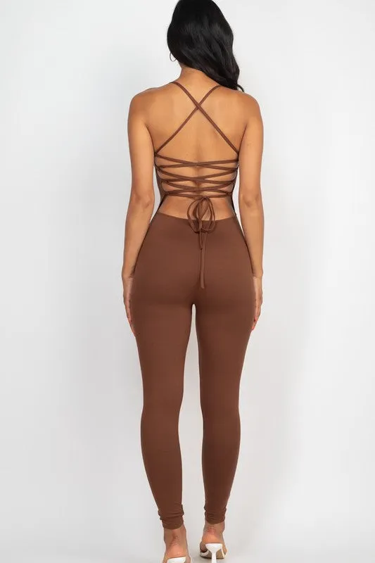 Capella Criss-Cross Open Back Bodycon Jumpsuit