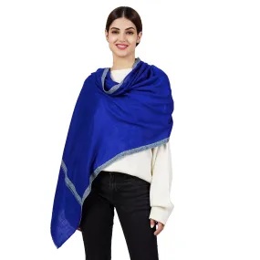 Cashmere Pashmina Embroidered Scarf (Royal Blue)