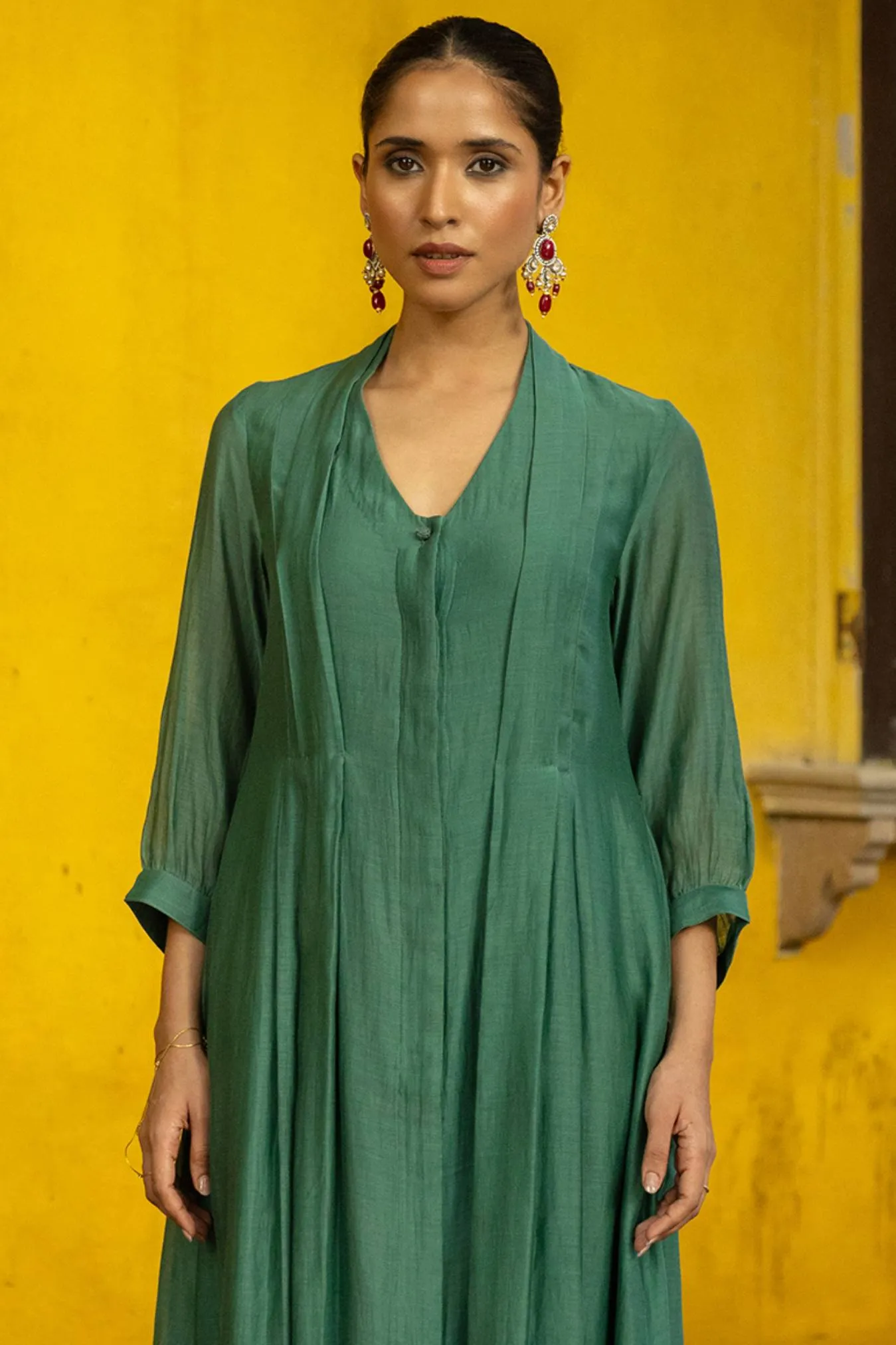 Chanderi Kurta Dress with Pants