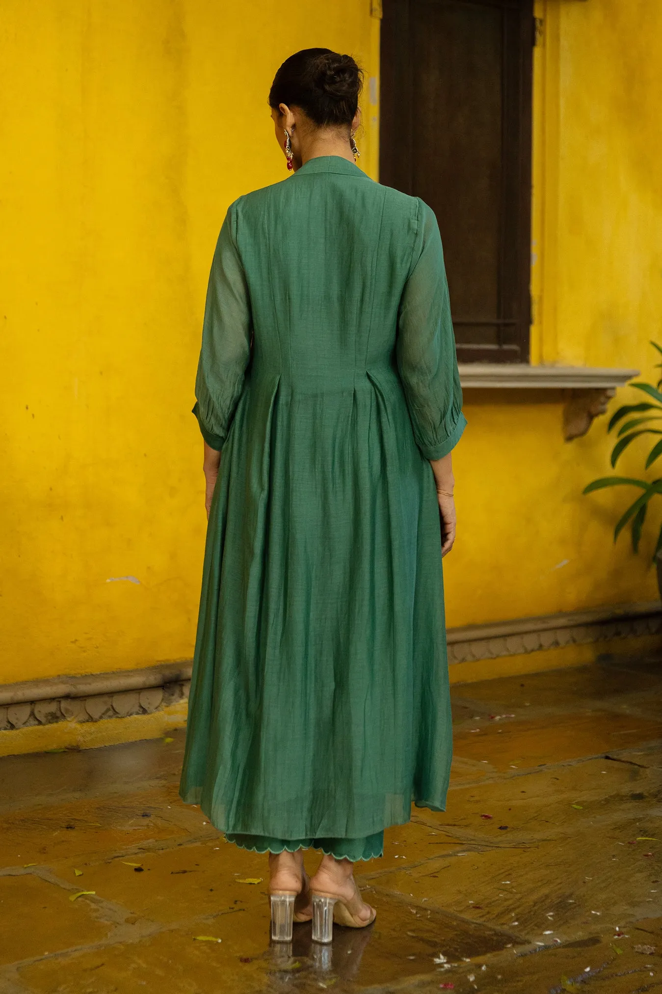 Chanderi Kurta Dress with Pants