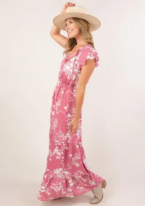 Charming Floral Flutter Maxi Dress