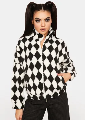 Checkered Faux Shearling Jacket