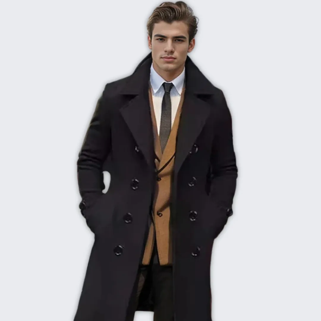 Chic Men's Long Trench Coat | Jude - Elegant & Warm Outerwear