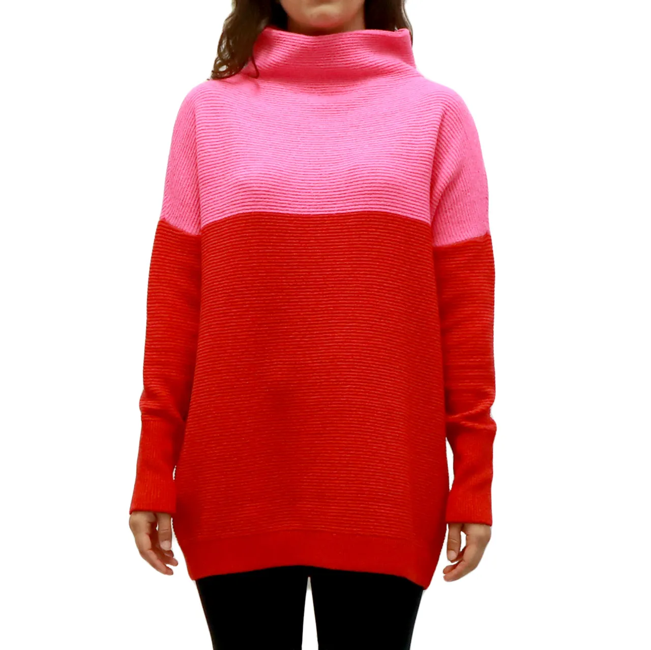 CHLOE COLOURBLOCK SWEATER - RED/PINK