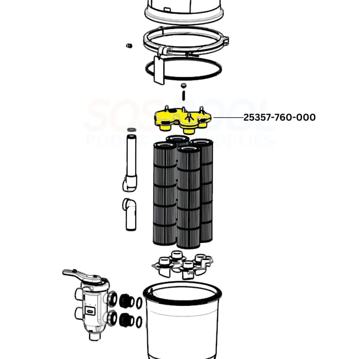 CMP Top Manifold For Hayward SwimClear Cartridge Filter | CX3030C | 25357-760-000