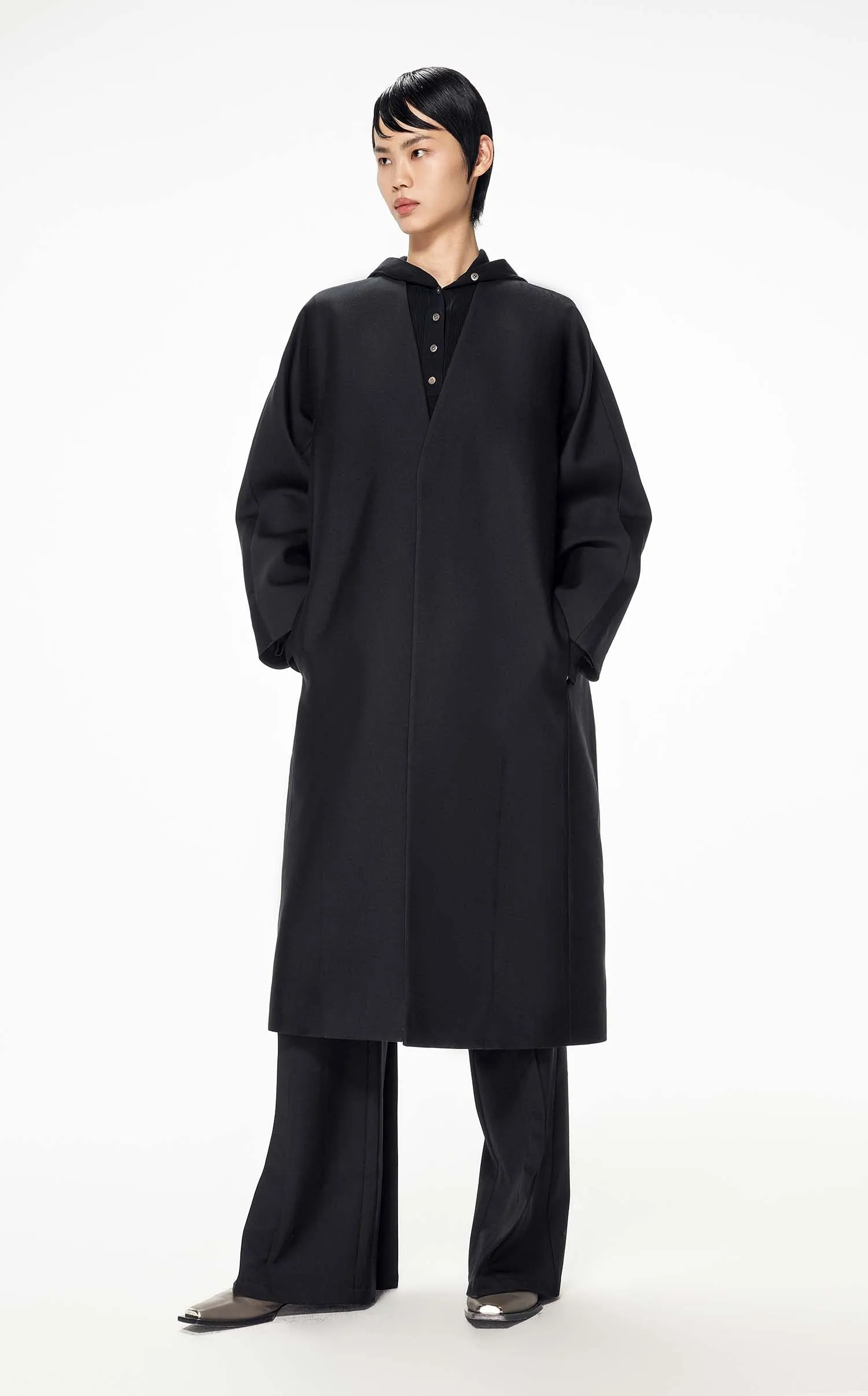 Coat / JNBY Loose Fit H-Line Long Sleeve Trench Coat