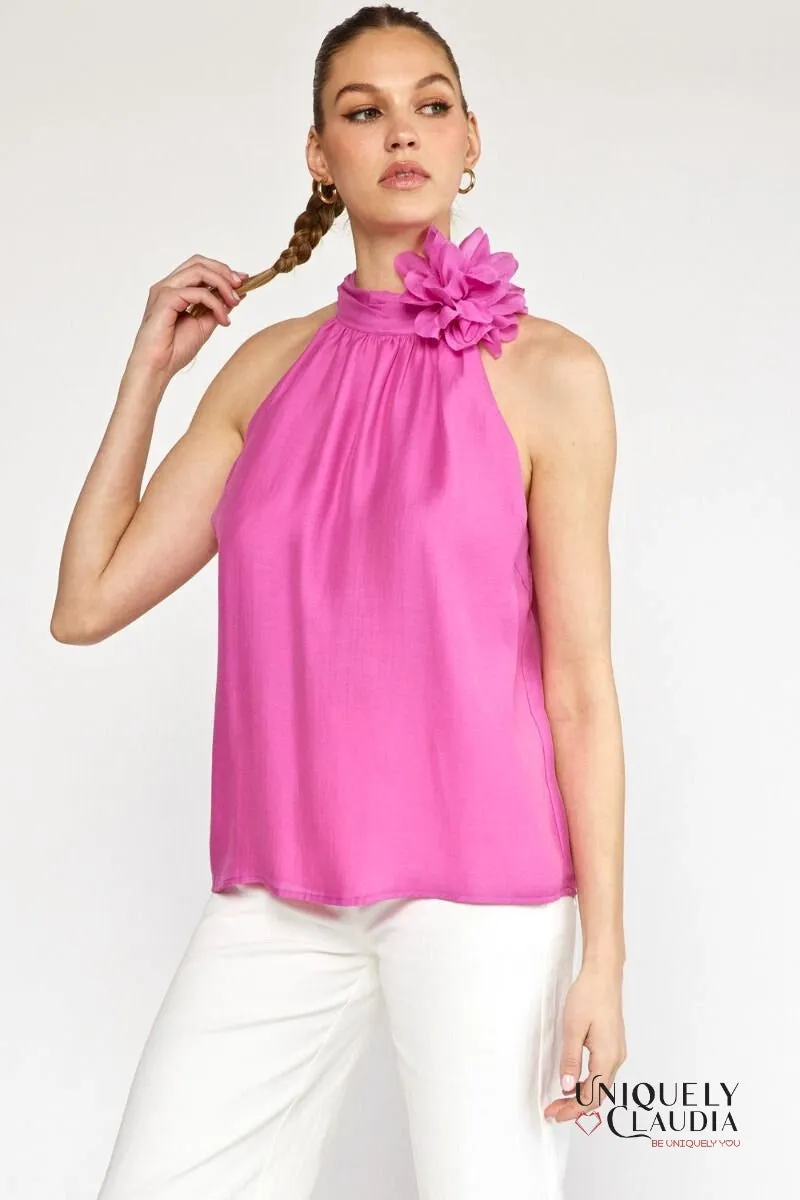 Colette Flower Accent Halter Top