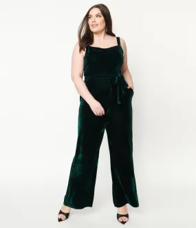 Collectif Plus Size Emerald Velvet Joan Jumpsuit