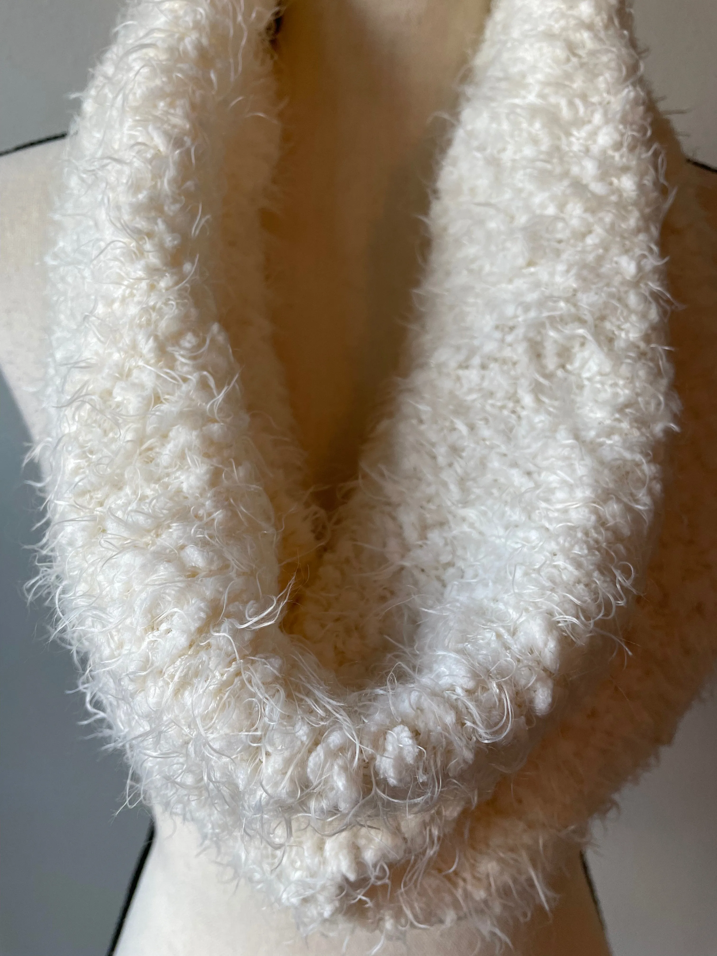 Collection 18 Cream Eyelash Cowlneck Scarf