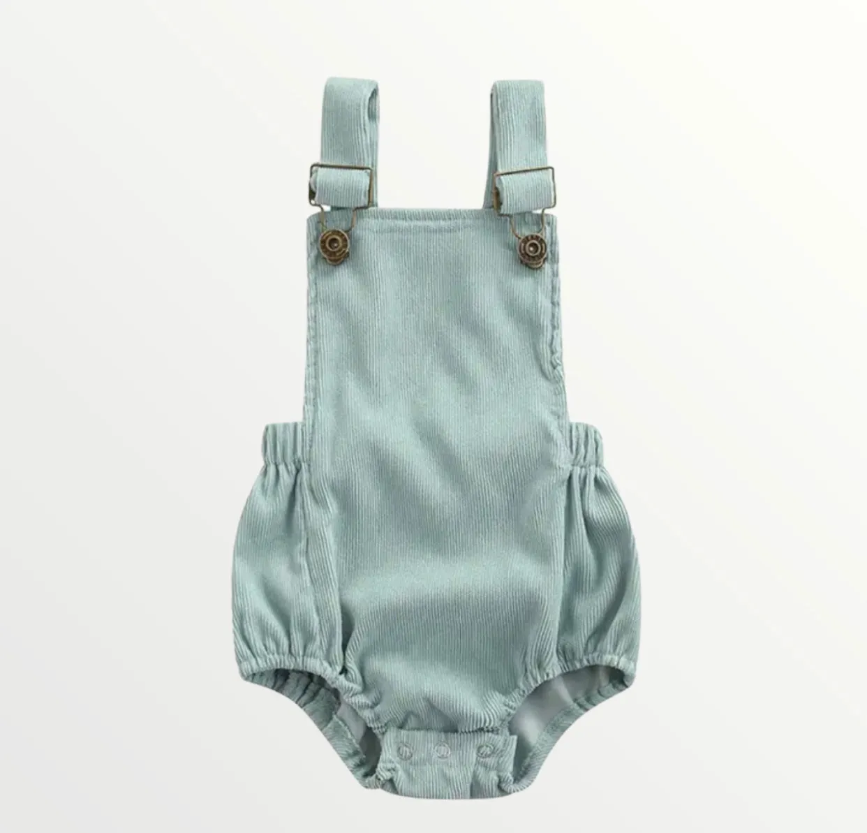 Corduroy Suspender Romper - Mint