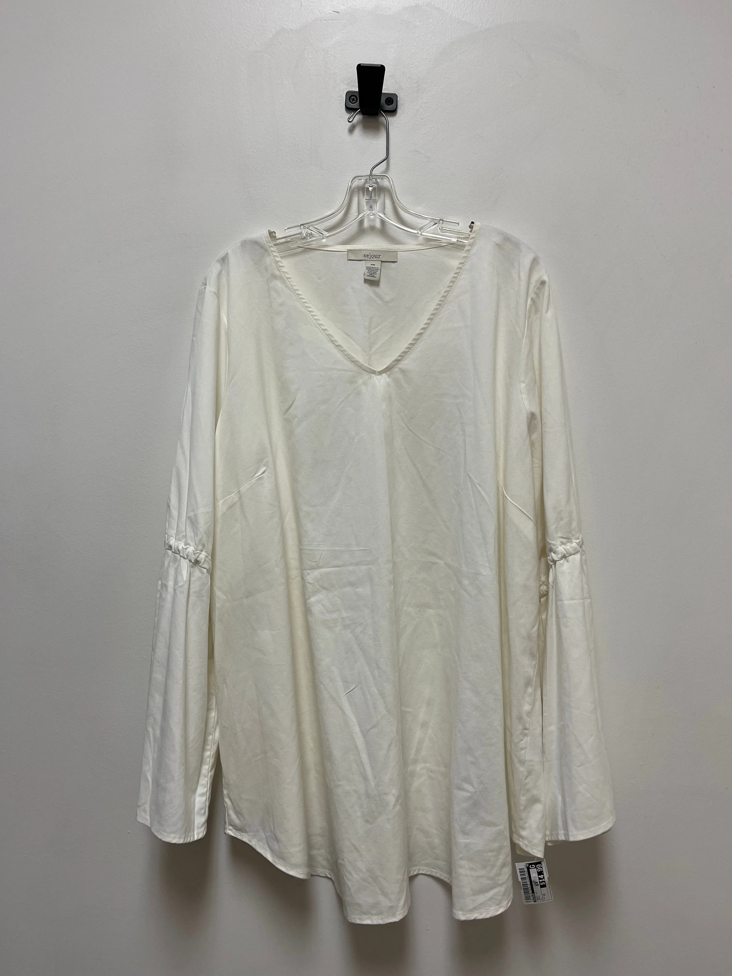 Cream Tunic Long Sleeve Sejour, Size 1x