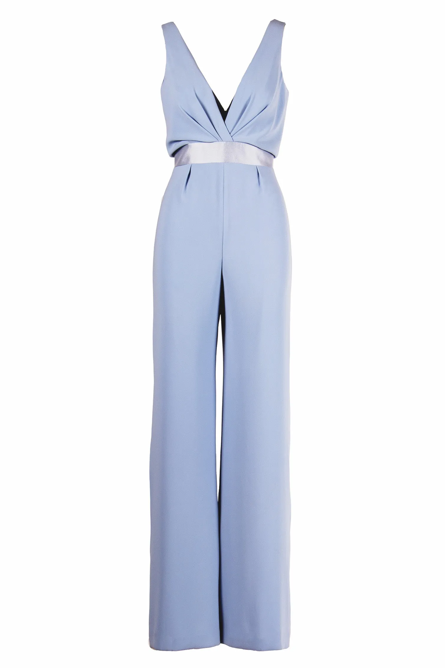 CREPE JUMPSUIT WITH SILK WOOL WAISTBAND