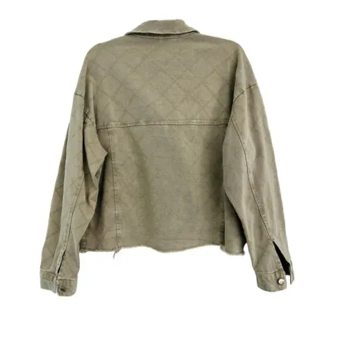 Crop Denim Jacket in Khaki