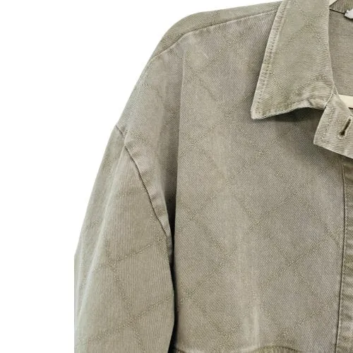 Crop Denim Jacket in Khaki