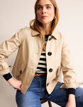 Cropped Trench Jacket-Neutral with Red Pop