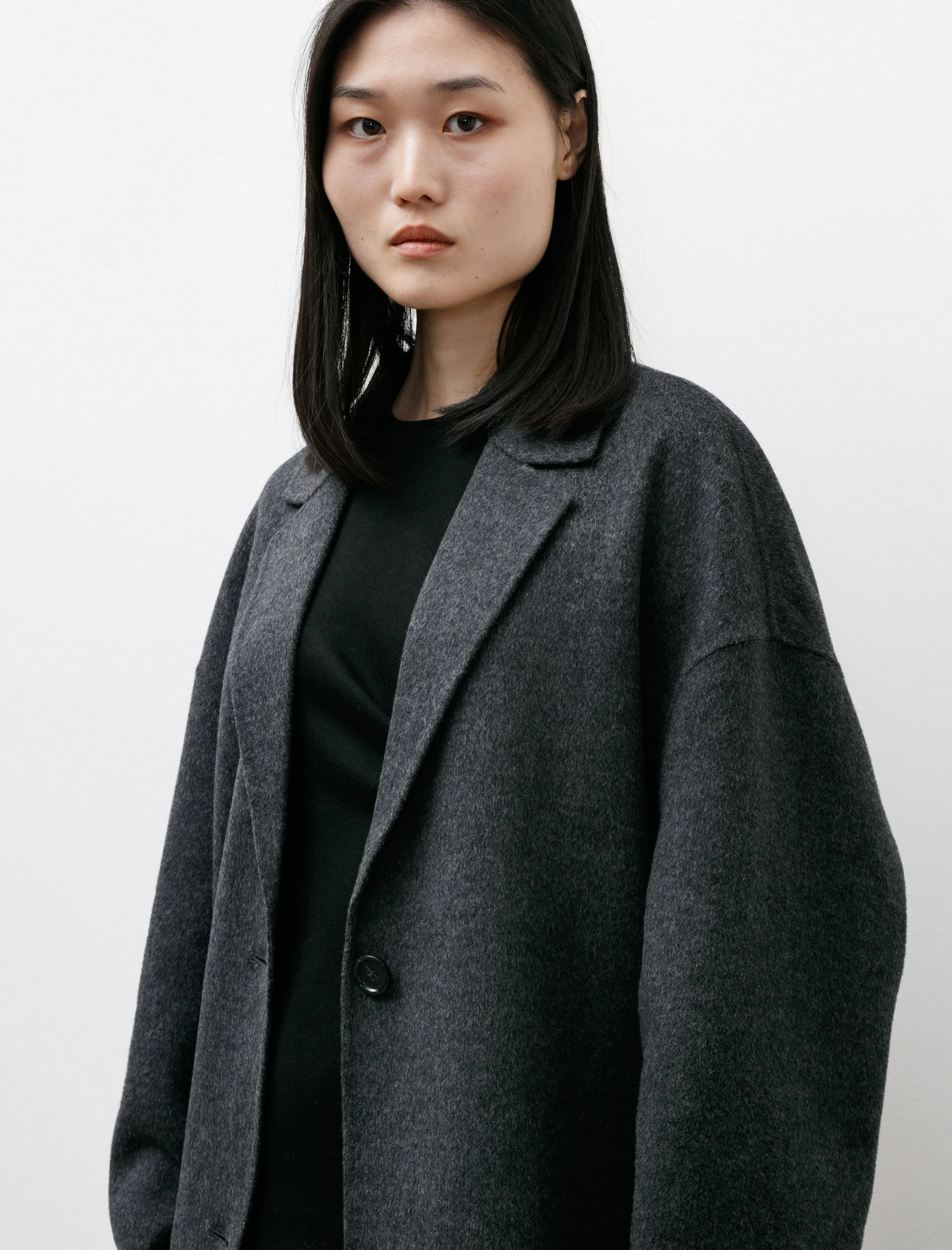 Doublé Cocoon Coat Charcoal Mélange